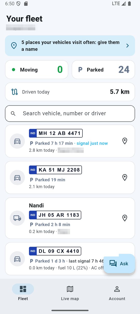 MapConnect app: Your fleet
