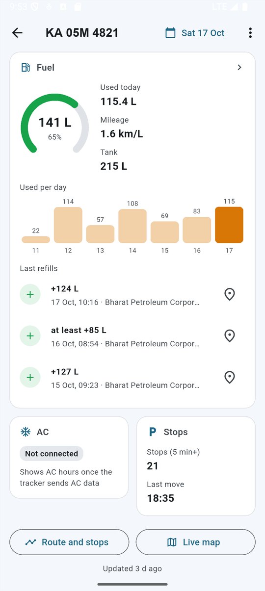 MapConnect app: Fuel